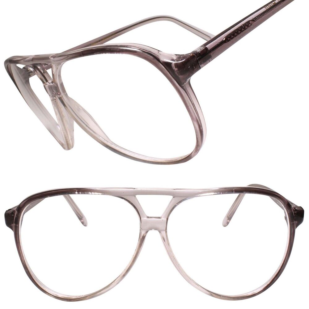 Classic True Genuine Vintage Retro Aviation Clear Lens Glasses Gray Frame